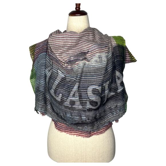 Epice Women's Scarf Alaska Kaleidoscope Stripe Multicored Wool Cashmere - Picture 1 of 9